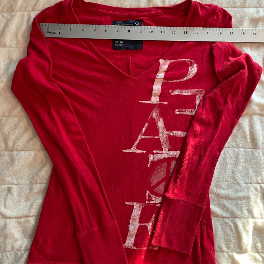 American Eagle Outfitters Y2k V-Neck Long sleeve Top - Picture 8 of 9